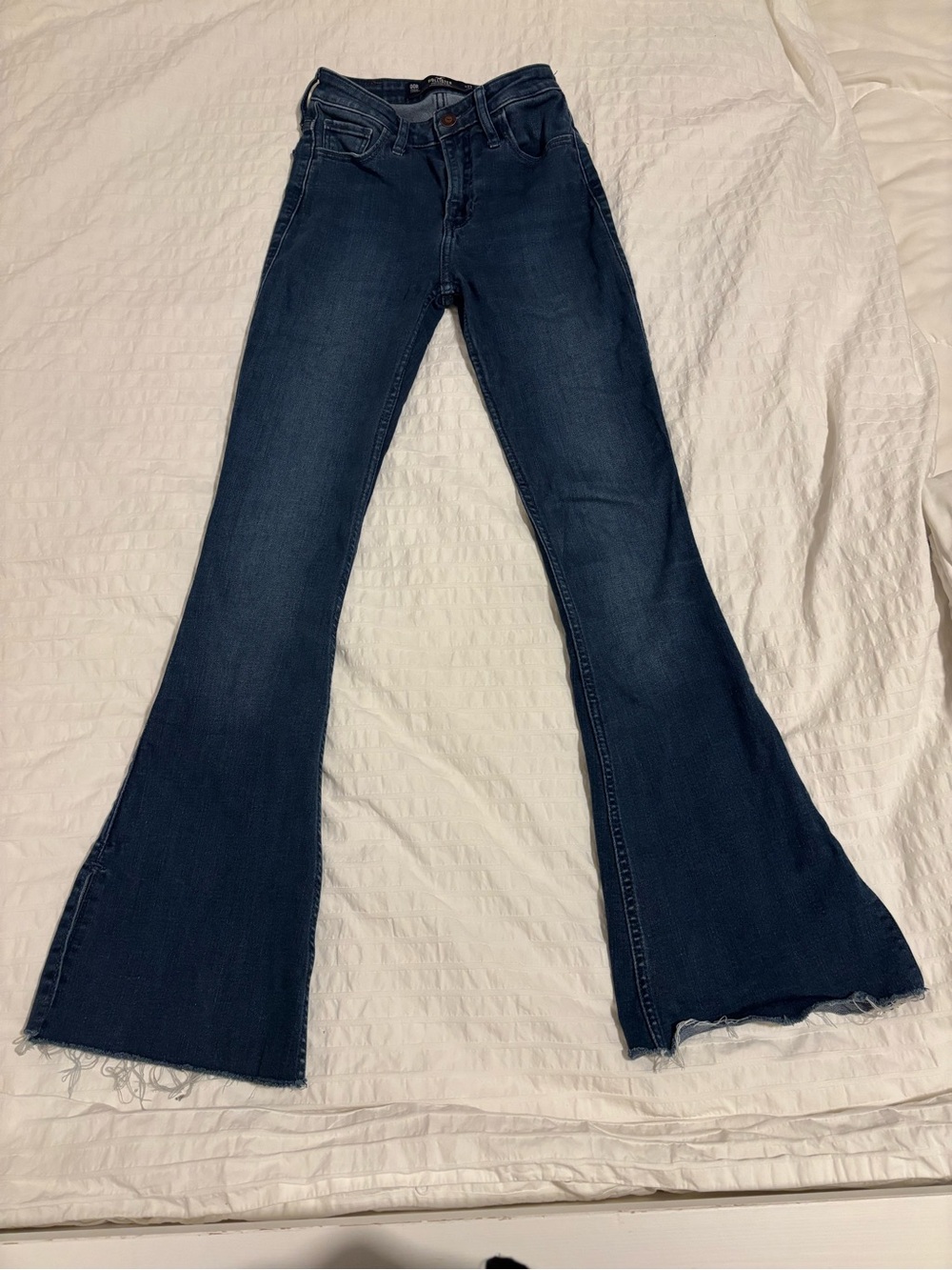 Hollister Dark Blue Flare Jeans with Raw Hem